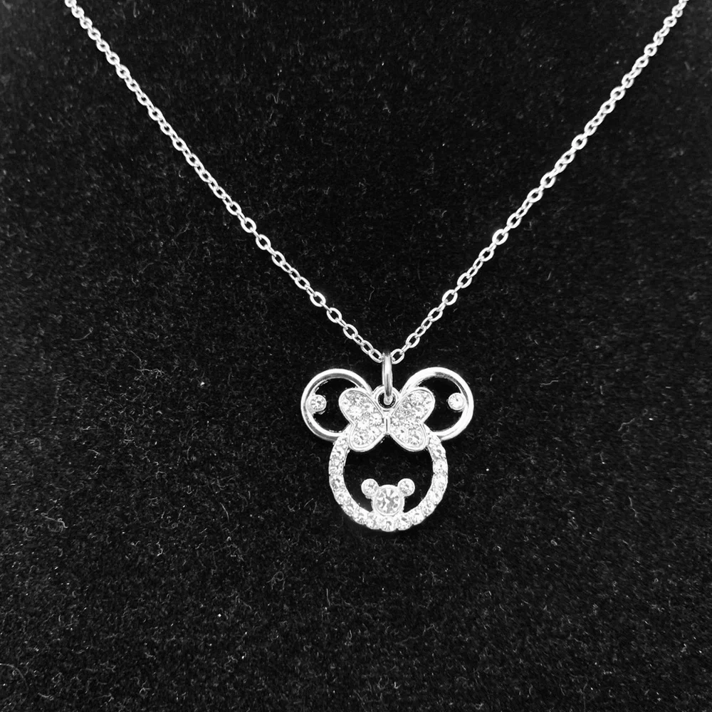 Clear Rhinestone Minnie Mouse necklace